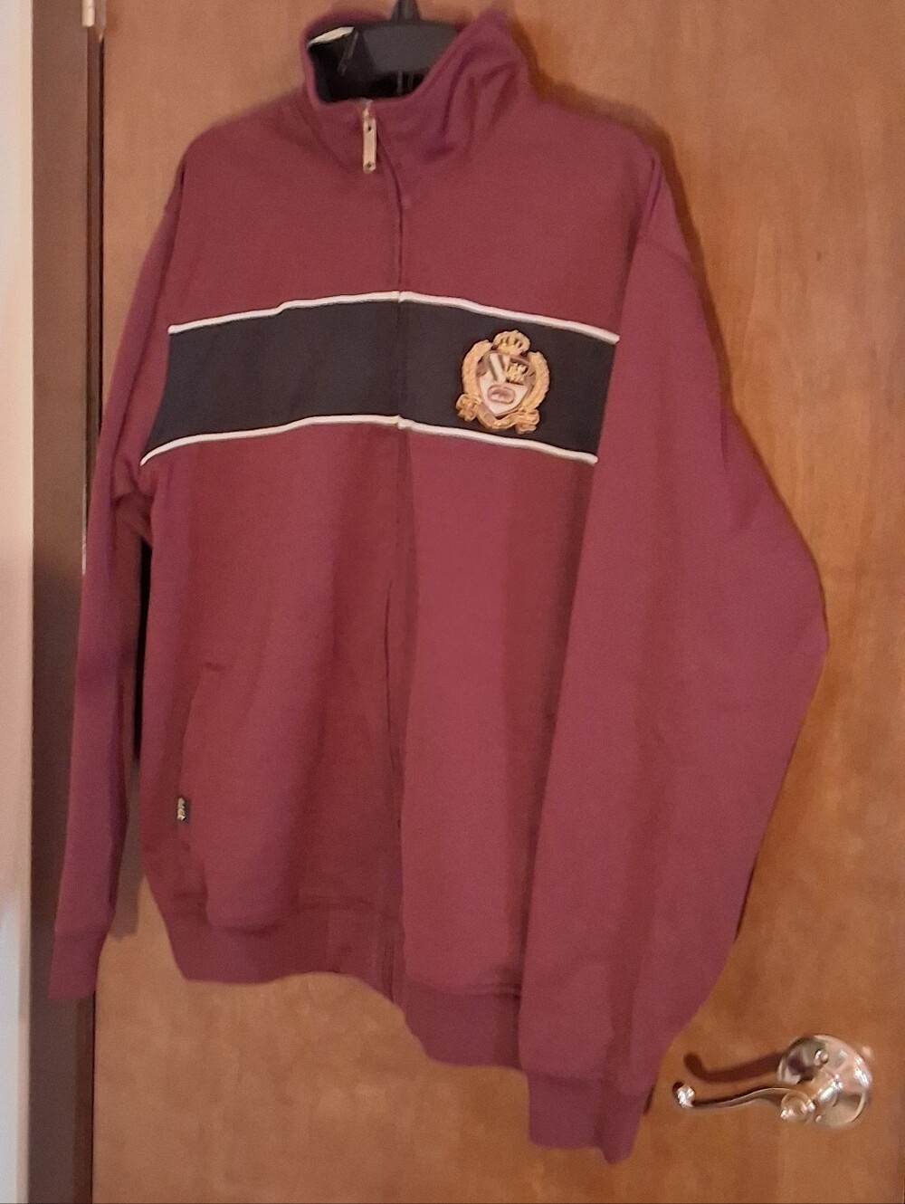 Ecko Unltd Men’s Large Full Zip Track Jacket Burgundy Crest Graphic Y2K